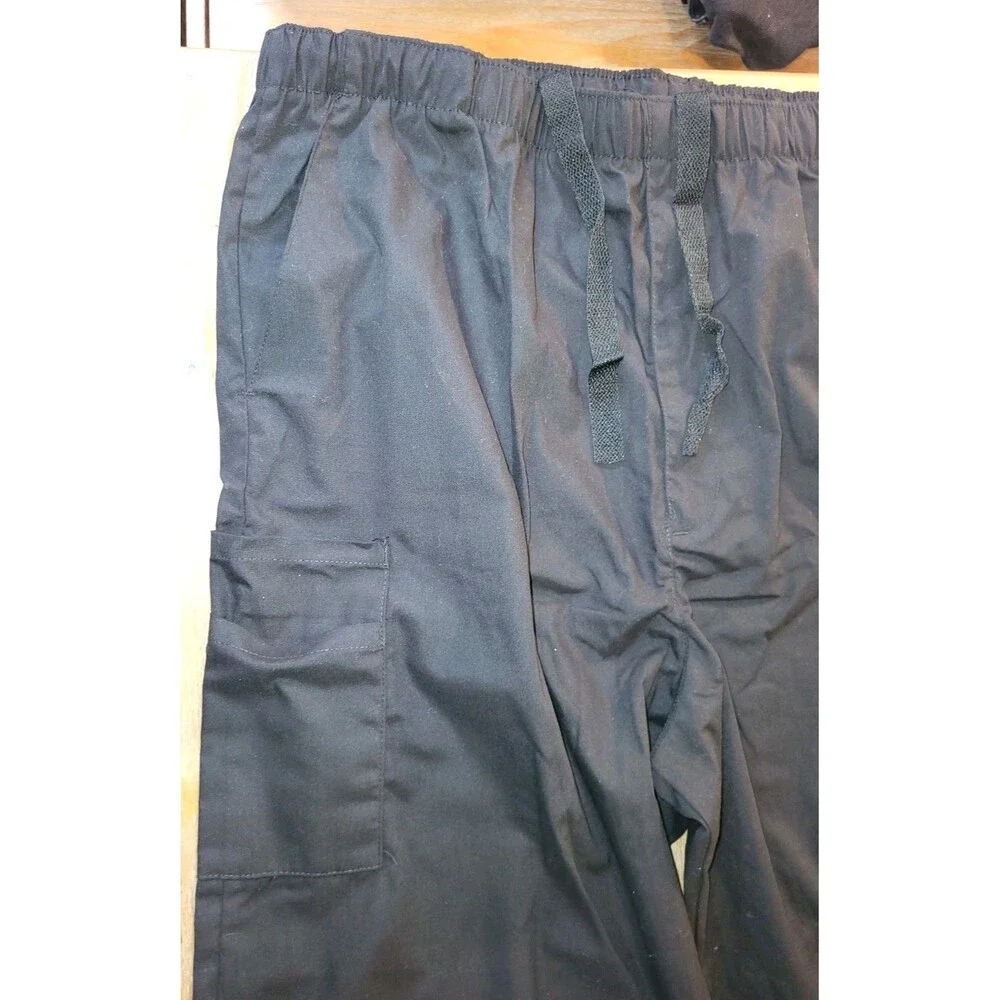 Landau Essentials Men's Cargo Scrub Pants Black XL Regular NWT 8555 Relaxed Fit